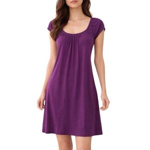 Ann Taylor LOFT Plum Purple Knit Dress Size S Cap Sleeve